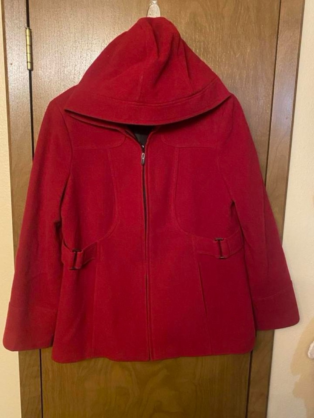 croft & barrow Red Hooded Pea Coat